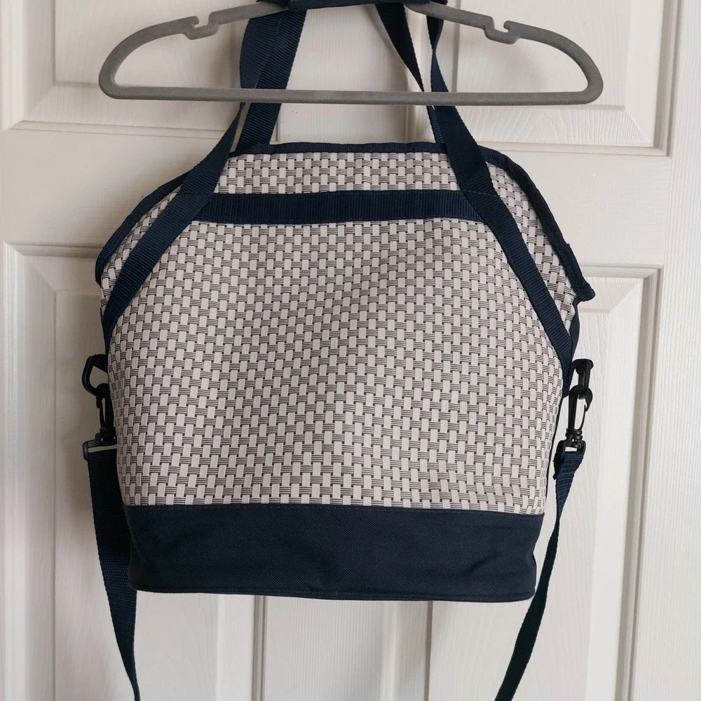 Mercedes Benz Insulated Cooler Bag Navy Blue Woven Picnic Tote Shoulder Strap